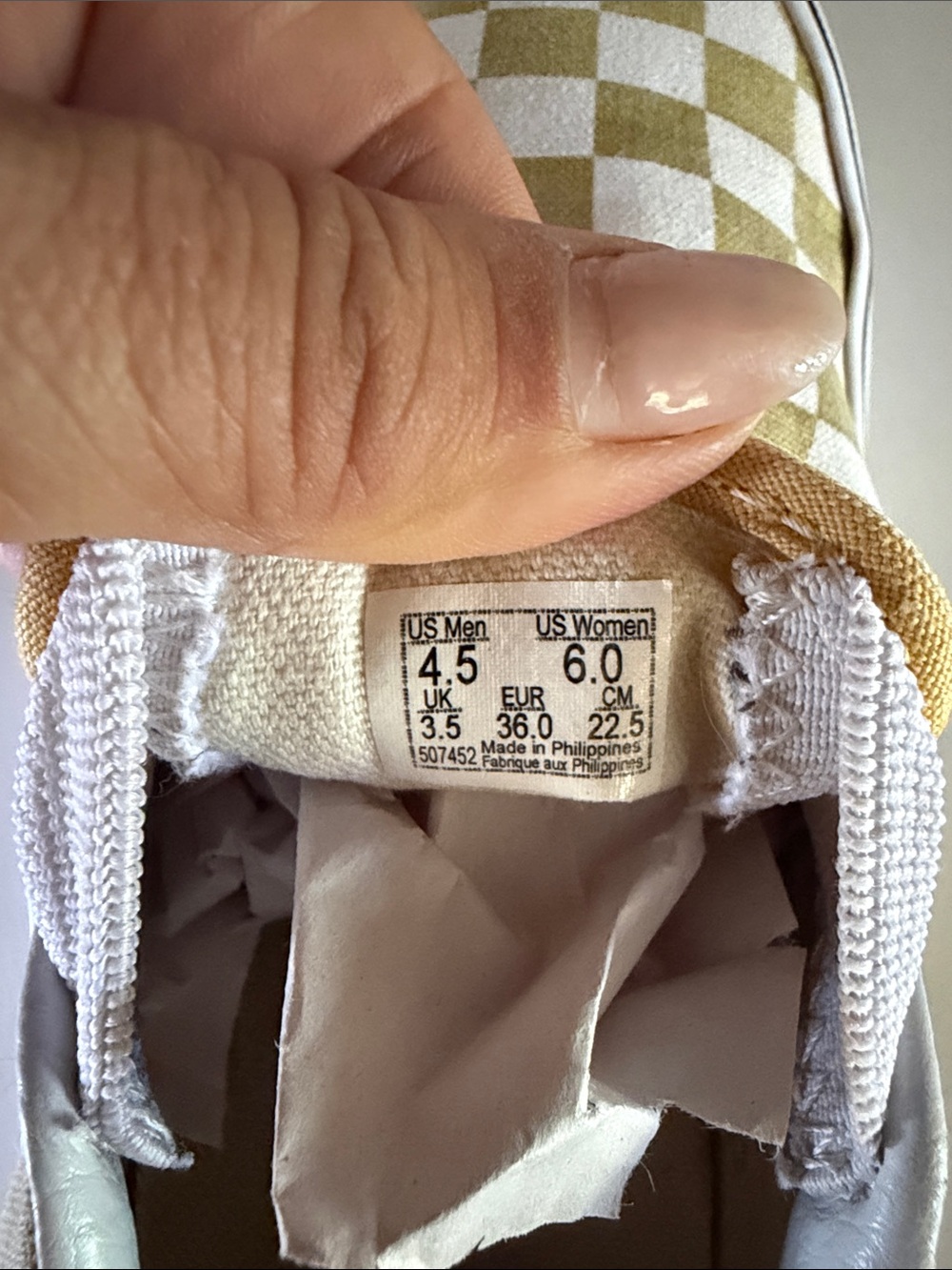 Vans Women's Classic Checkerboard Slip-On Sneakers in Gold/White M 4.5/W 6 - Picture 2 of 8